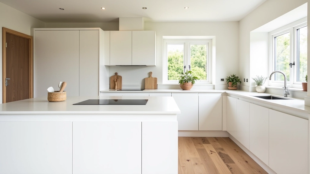 Modern minimalist kitchen with natural light in Irish home